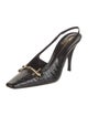 Saint Laurent Horsebit Accent Embossed Leather Slingback Pumps