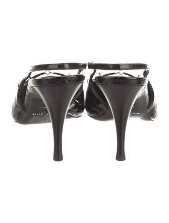 Saint Laurent Horsebit Accent Embossed Leather Slingback Pumps