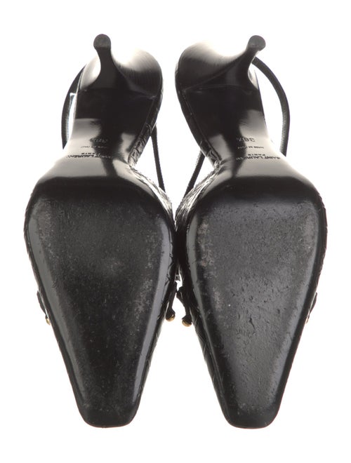 Saint Laurent Horsebit Accent Embossed Leather Slingback Pumps