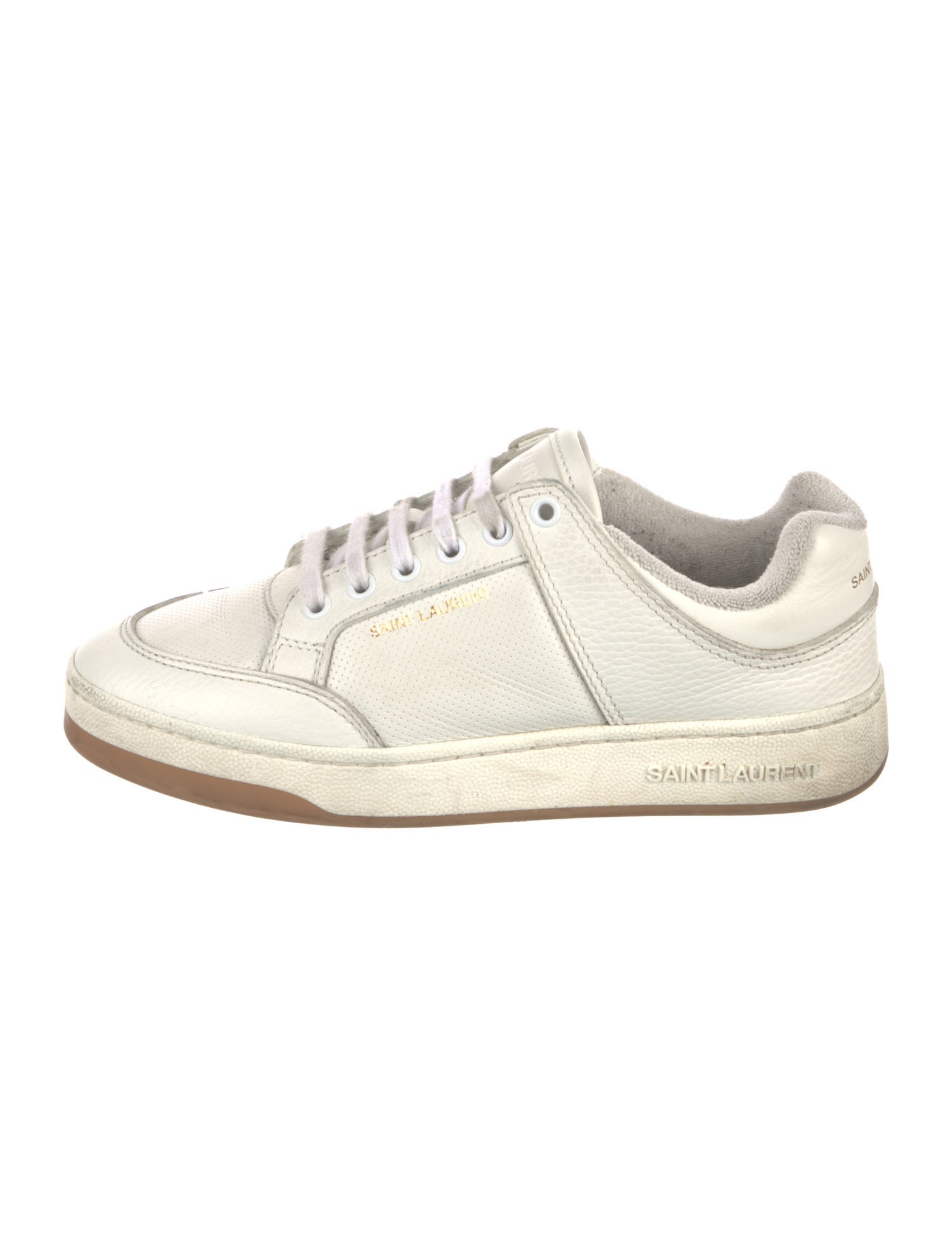 Saint Laurent Leather Lasercut Accents Sneakers