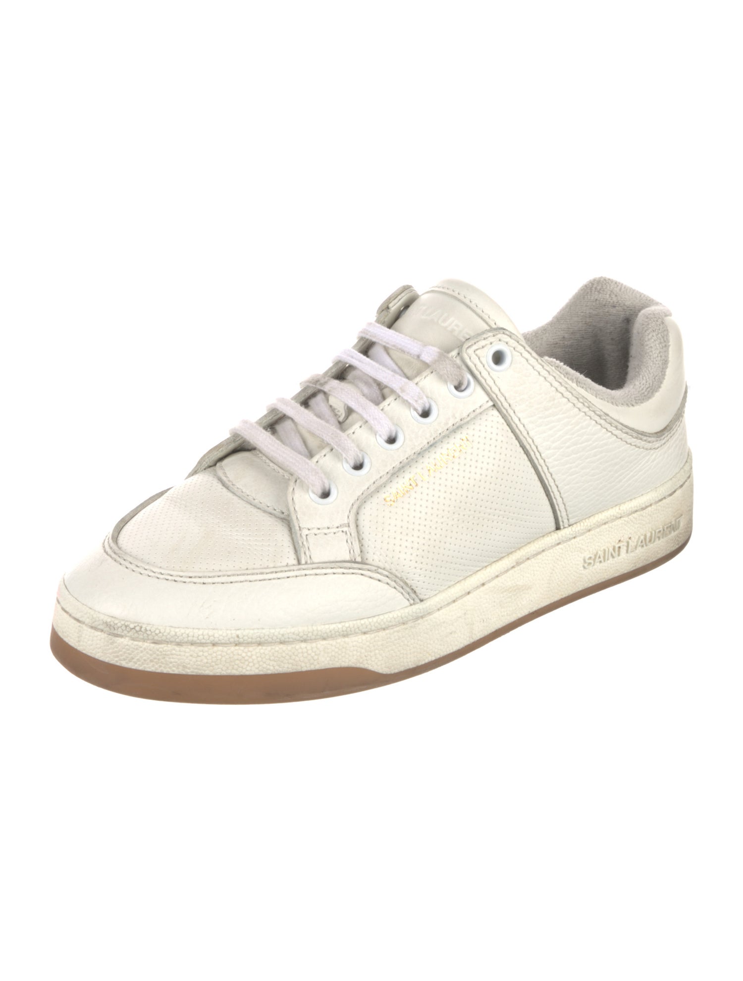 Saint Laurent Leather Lasercut Accents Sneakers