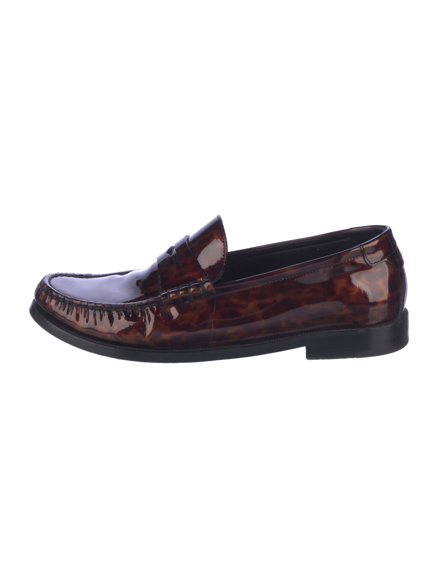 Saint Laurent Patent Leather Animal Print Loafers