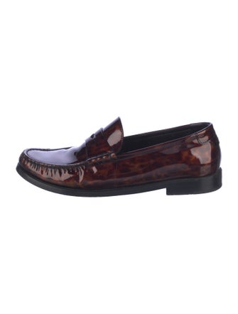 Saint Laurent Patent Leather Animal Print Loafers
