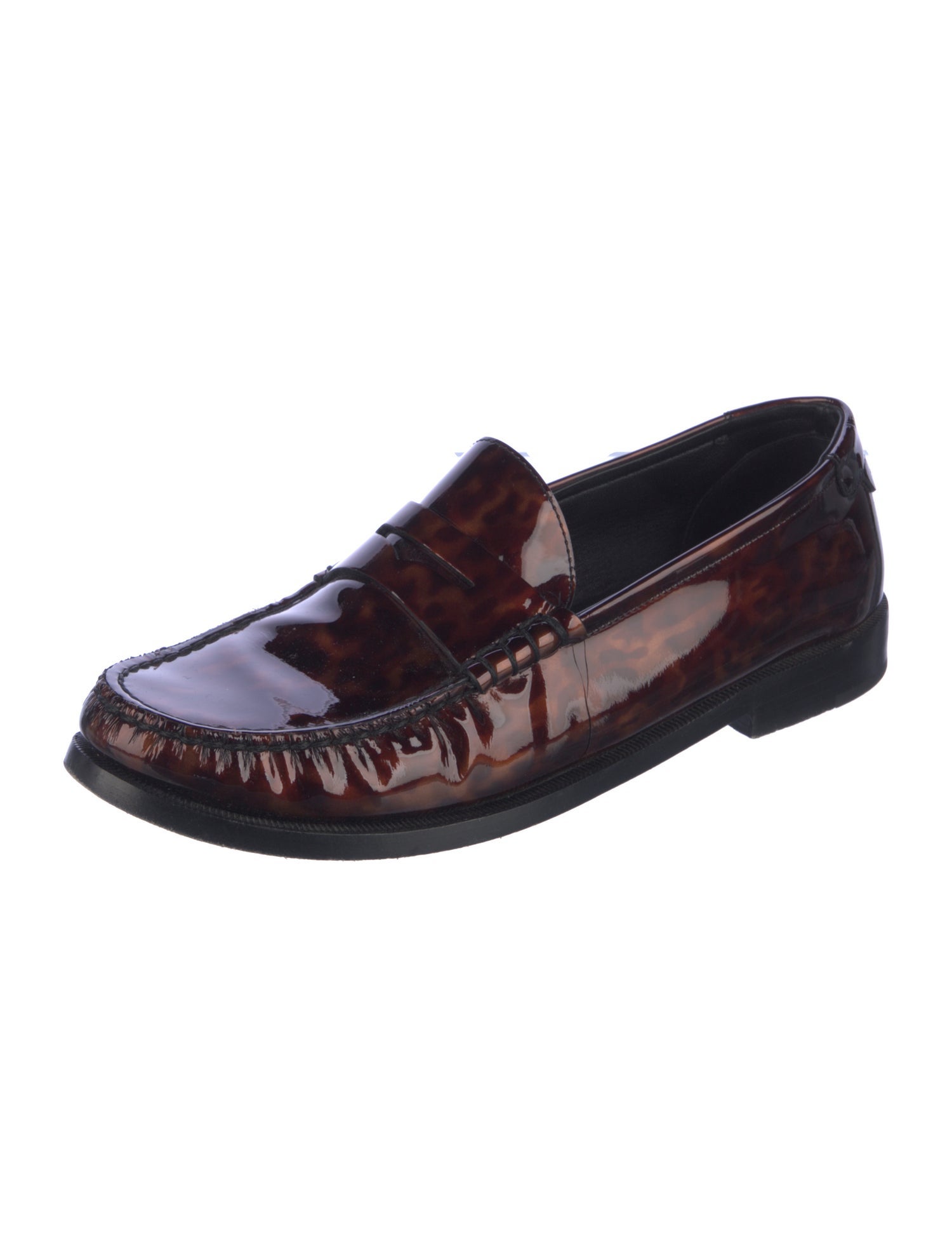 Saint Laurent Patent Leather Animal Print Loafers