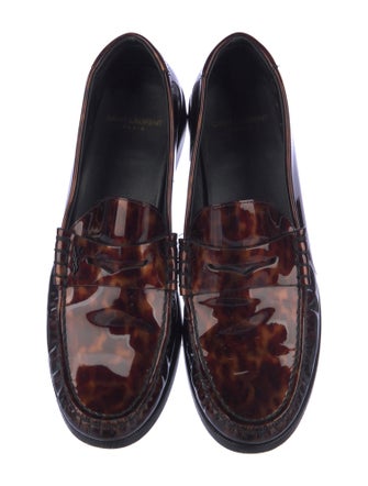 Saint Laurent Patent Leather Animal Print Loafers