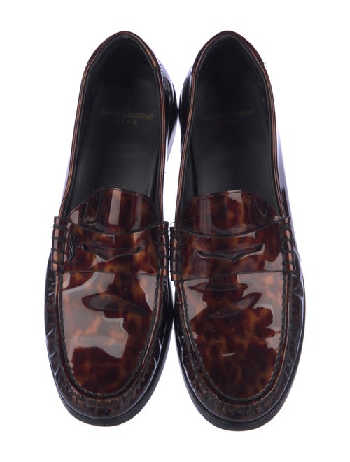 Saint Laurent Patent Leather Animal Print Loafers