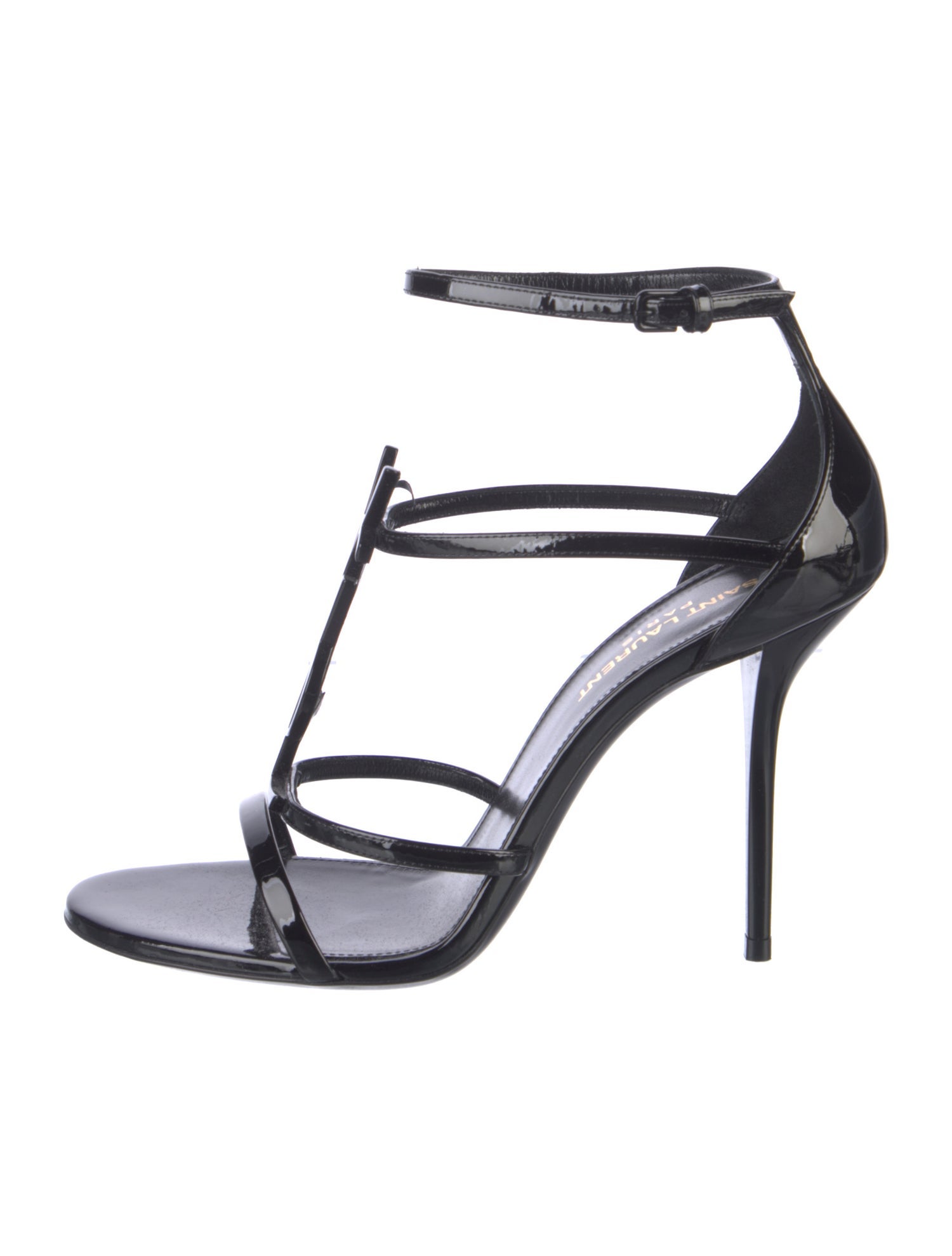 Saint Laurent Patent Leather T-Strap Sandals