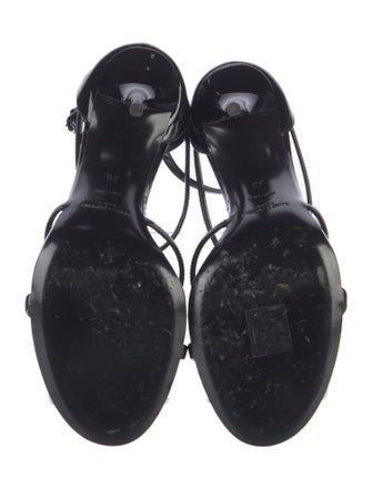 Saint Laurent Patent Leather T-Strap Sandals