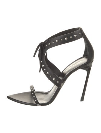 Saint Laurent Leather Studded Accents Sandals