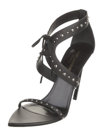 Saint Laurent Leather Studded Accents Sandals