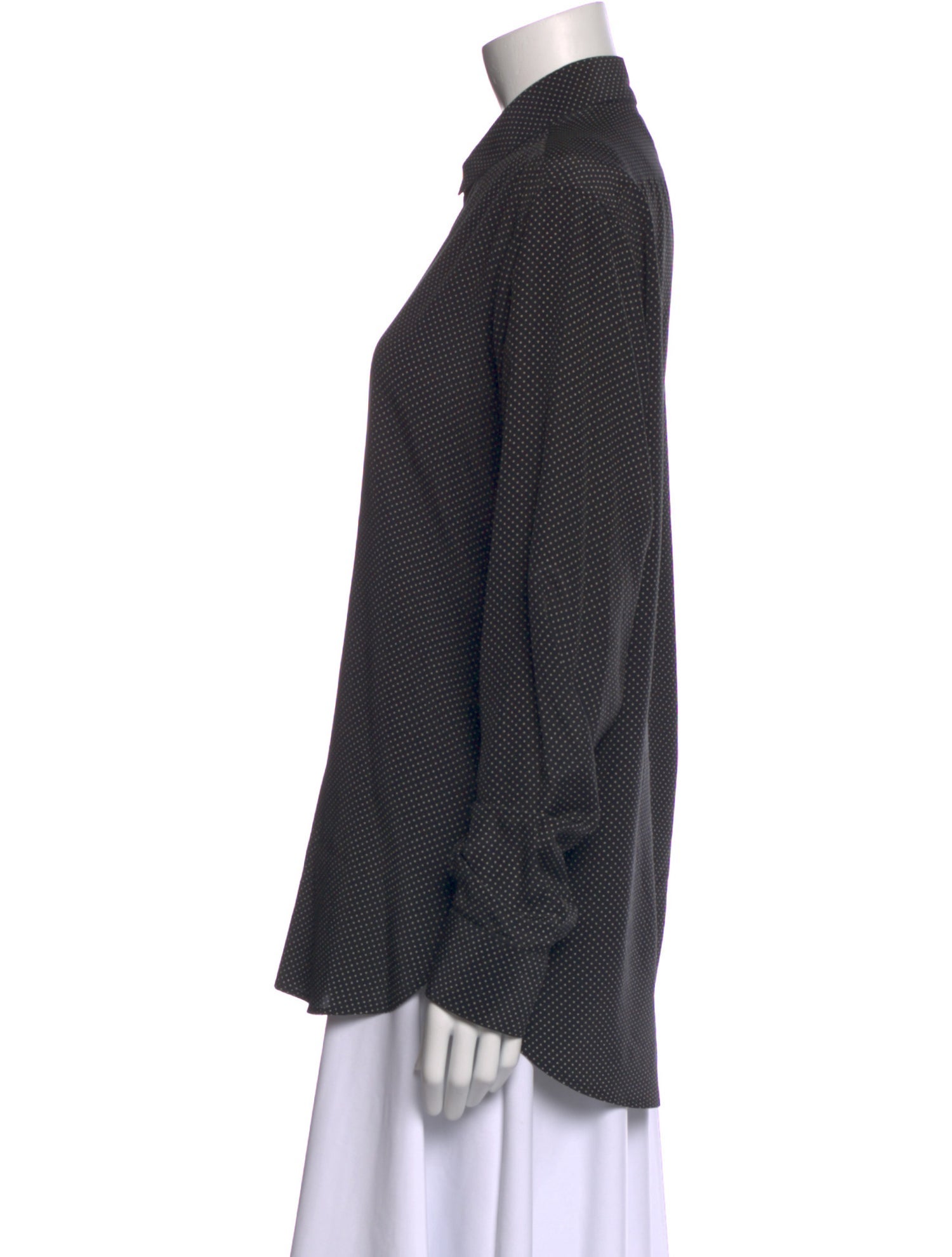 Saint Laurent Silk Polka Dot Print Button-Up Top