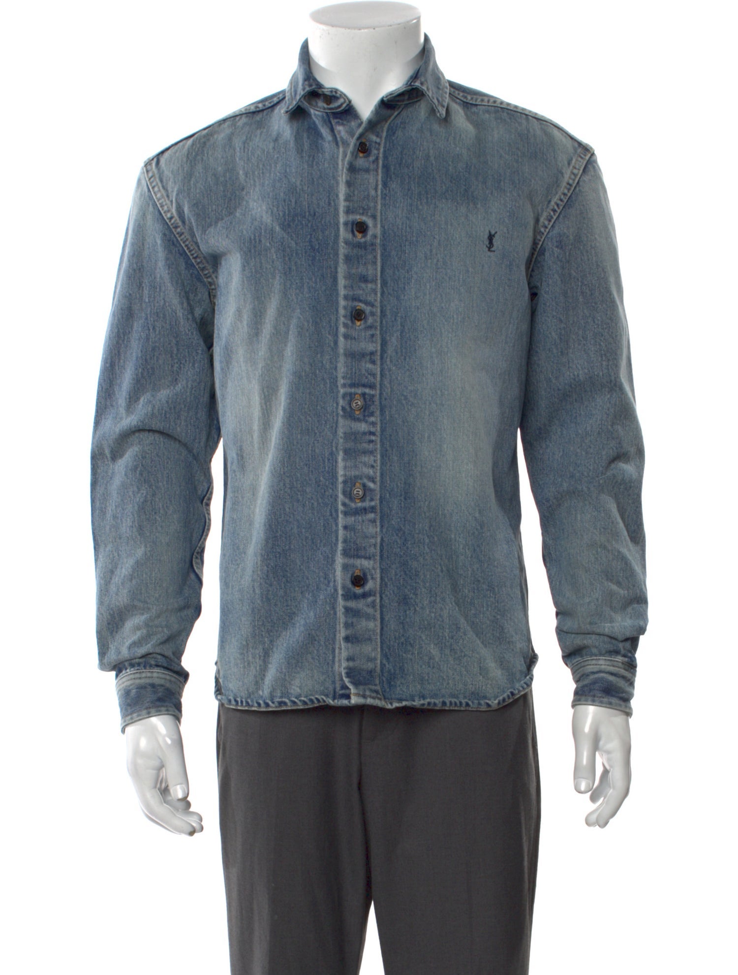 Saint Laurent 2024 Signature Logo Denim Shirt