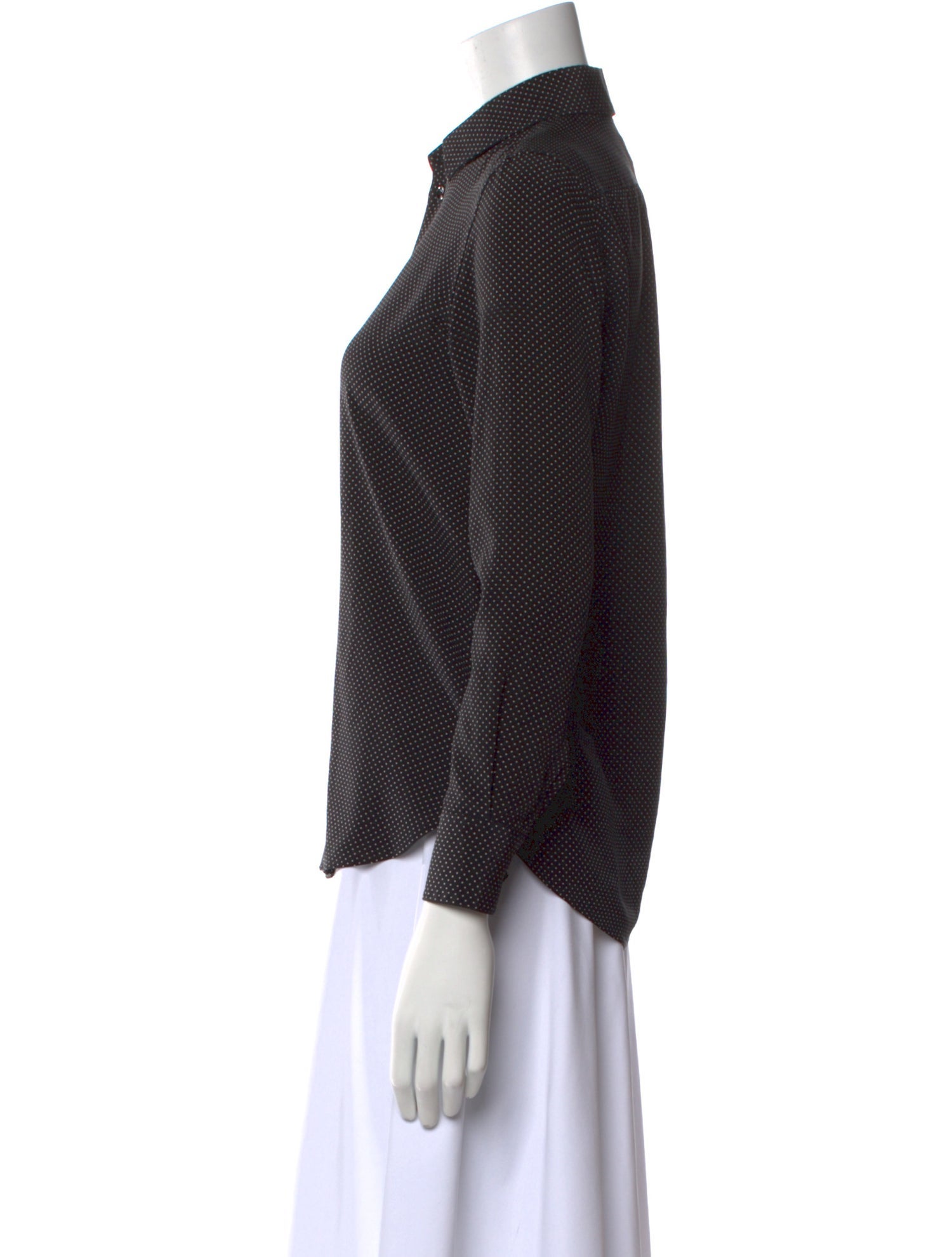 Saint Laurent Polka Dot Print Long Sleeve Button-Up Top