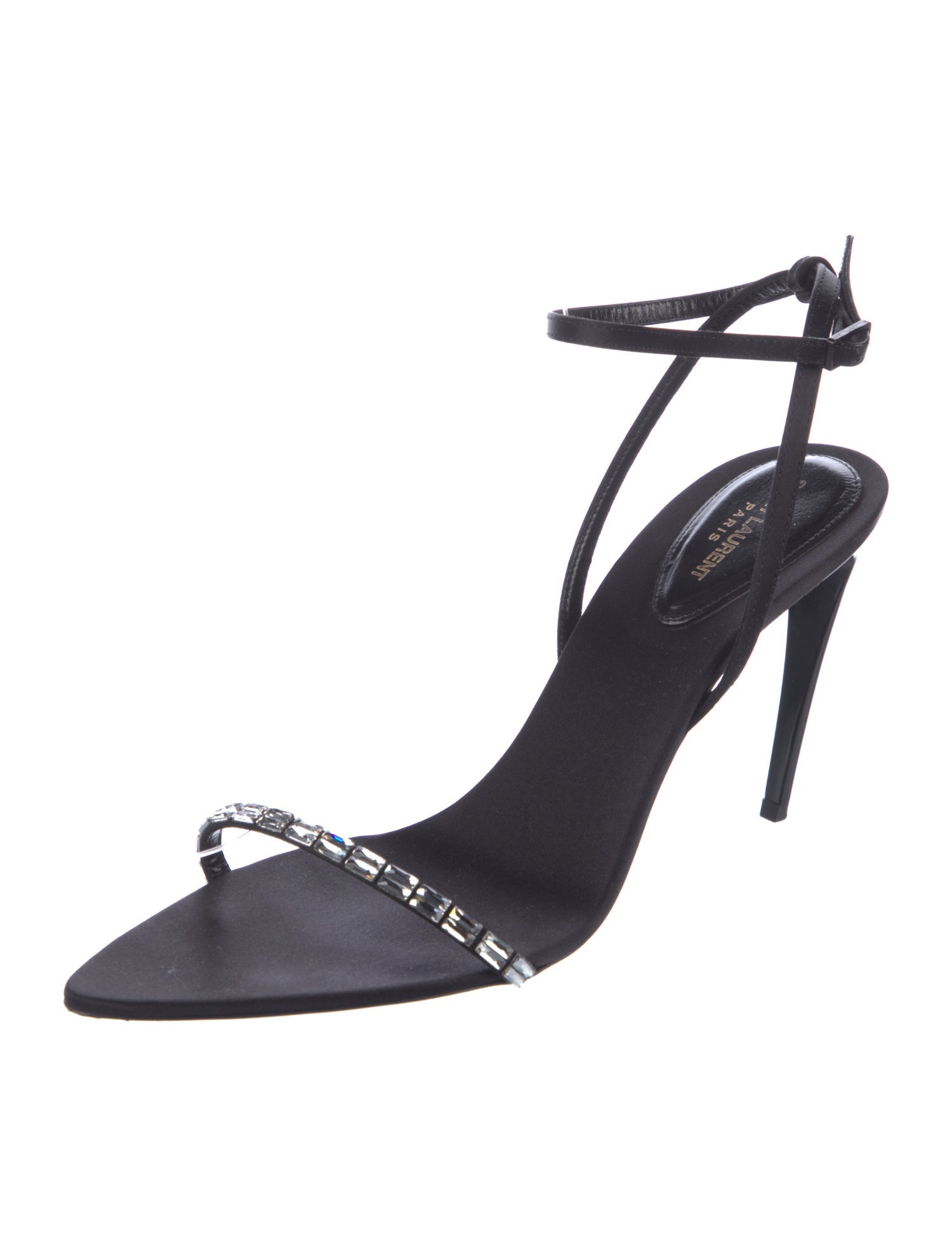 Saint Laurent Satin Crystal Embellishments Sandals
