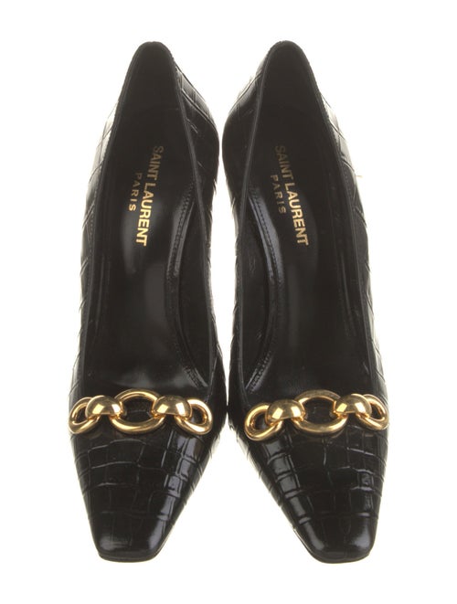 Saint Laurent Crocodile Chain-Link Accents Pumps