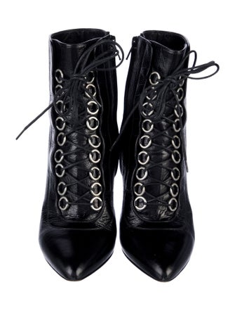Saint Laurent Leather Lace-Up Boots