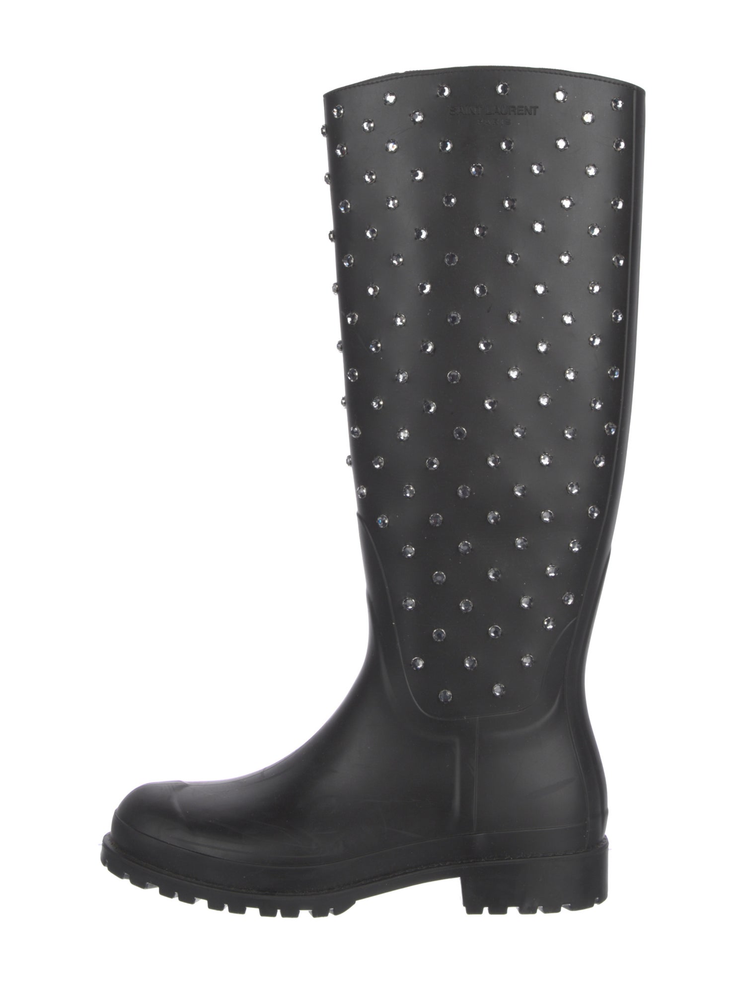 Saint Laurent Rubber Crystal Embellishments Boots