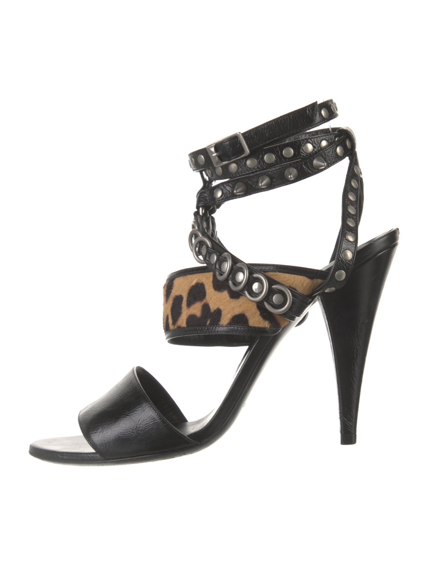 Saint Laurent Leather Studded Accents Sandals