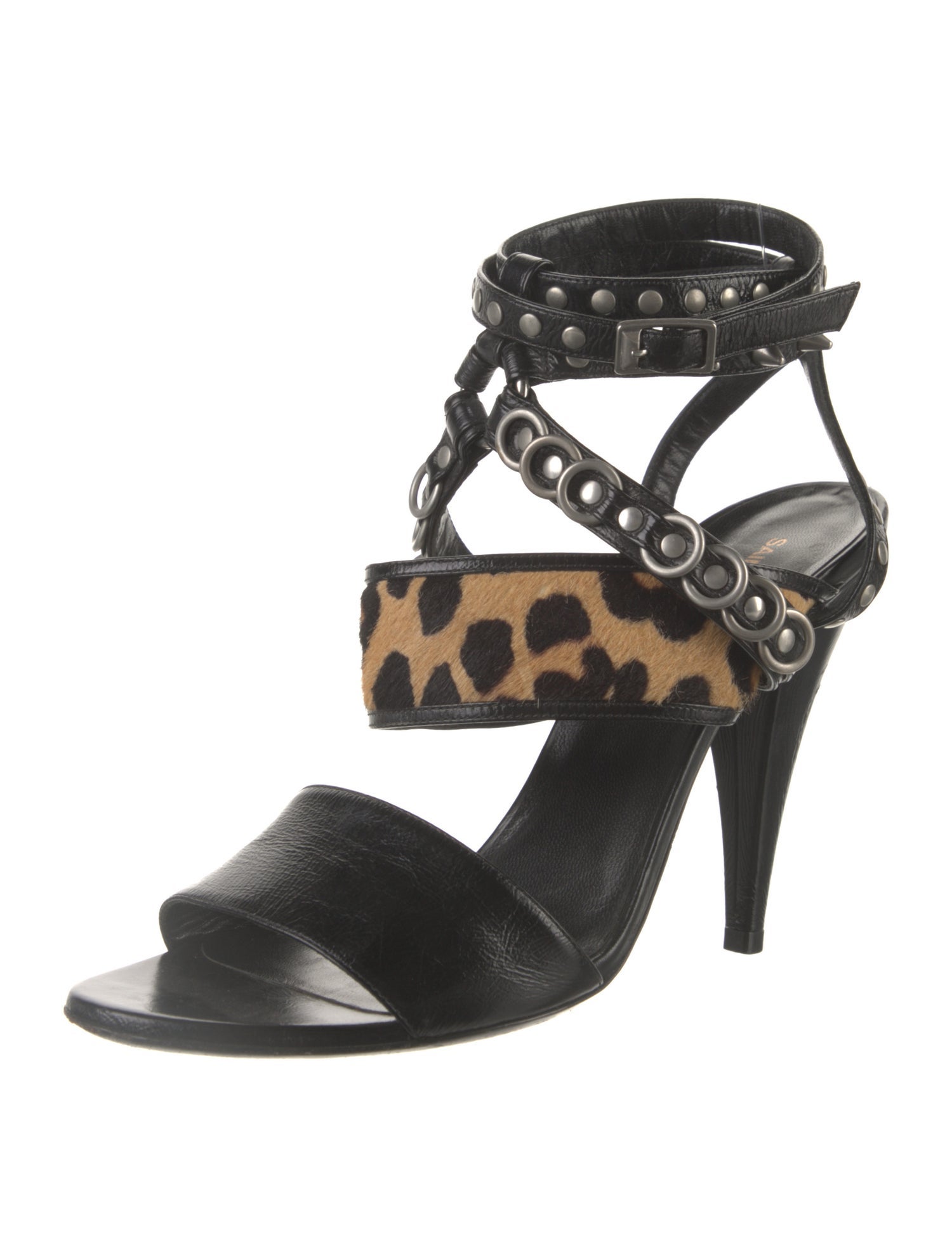 Saint Laurent Leather Studded Accents Sandals