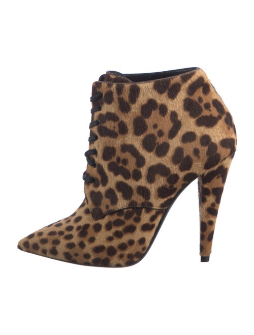 Saint Laurent Ponyhair Animal Print Lace-Up Boots