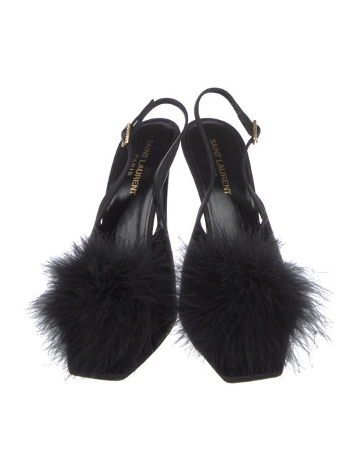 Saint Laurent Satin Crystal Embellishments Slingback Sandals