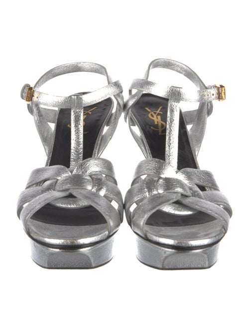 Saint Laurent Leather Cutout Accent T-Strap Pumps