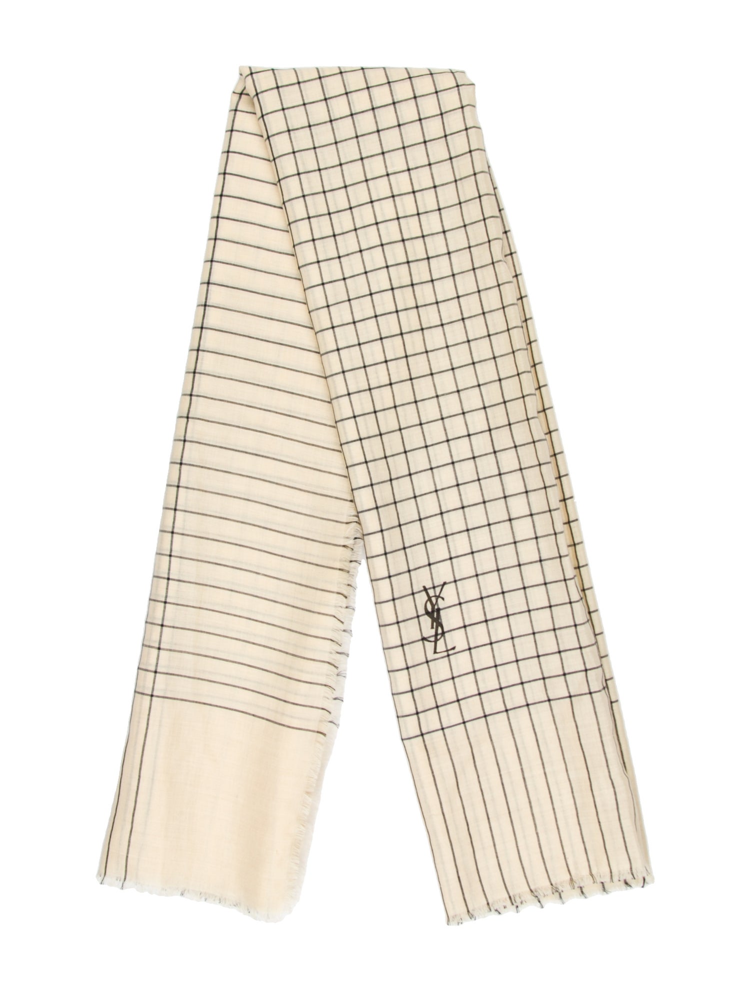 Saint Laurent Silk Plaid Print Scarf