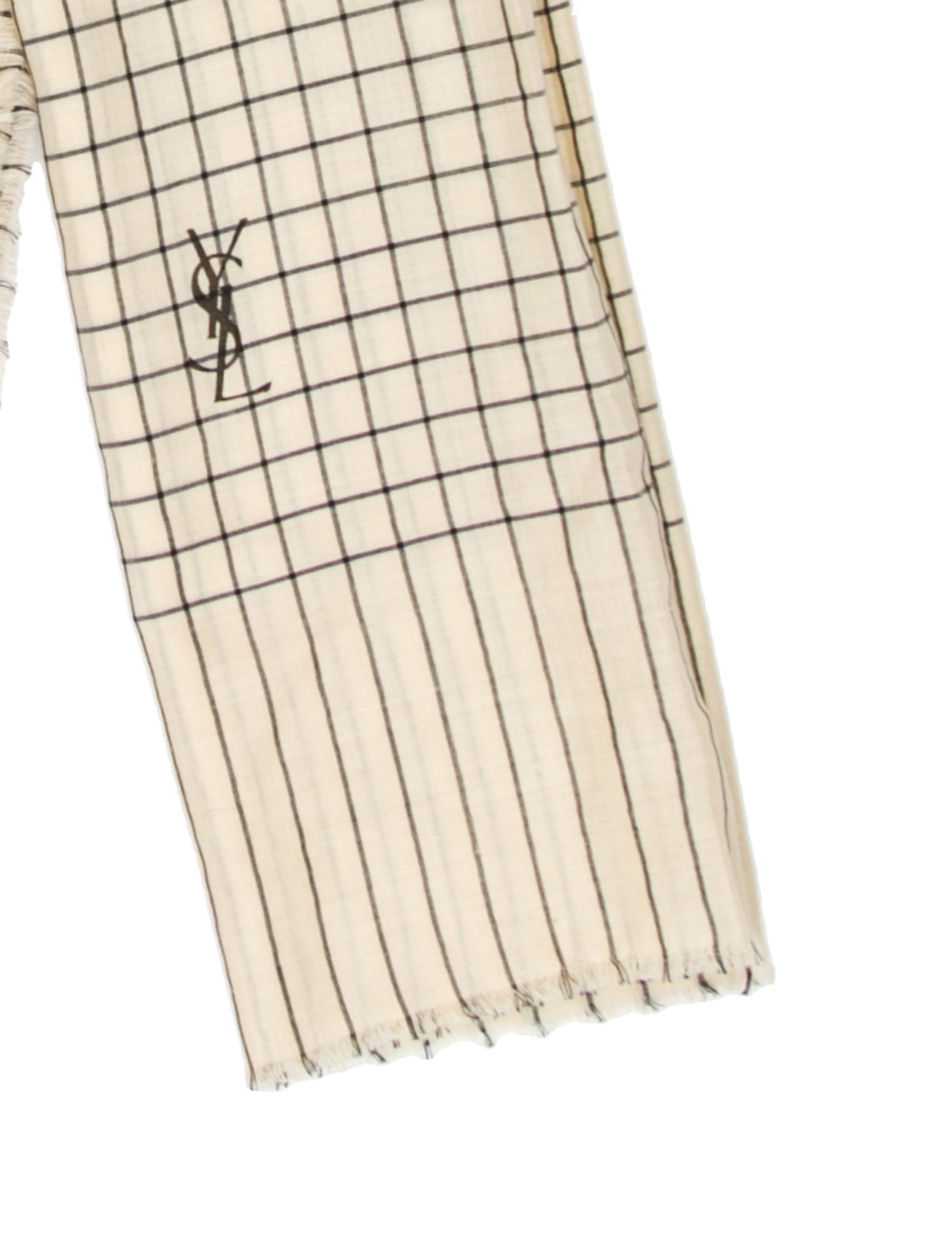 Saint Laurent Silk Plaid Print Scarf