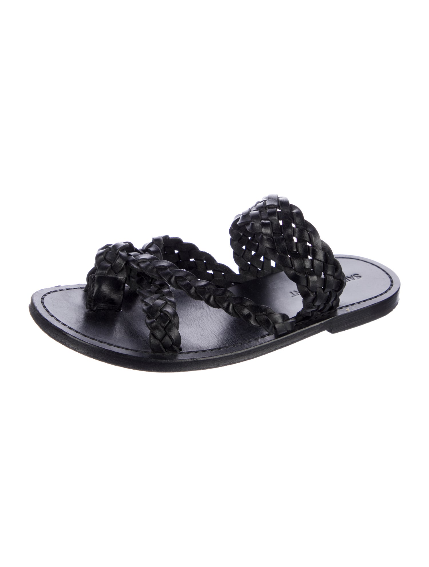 Saint Laurent Leather Braided Accents Slides