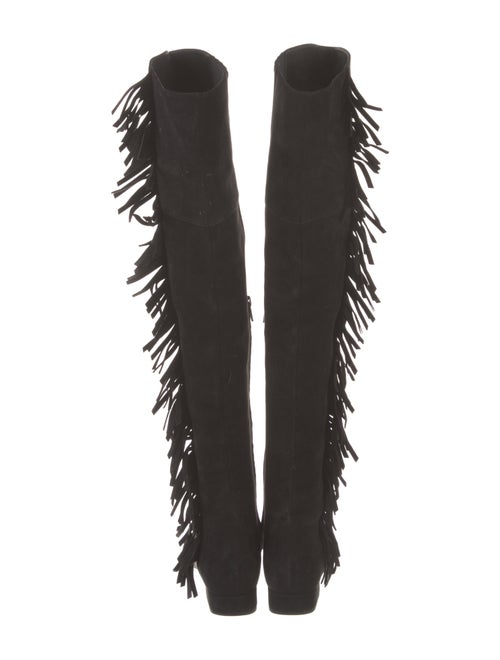Saint Laurent Suede Fringe Trim Accent Boots
