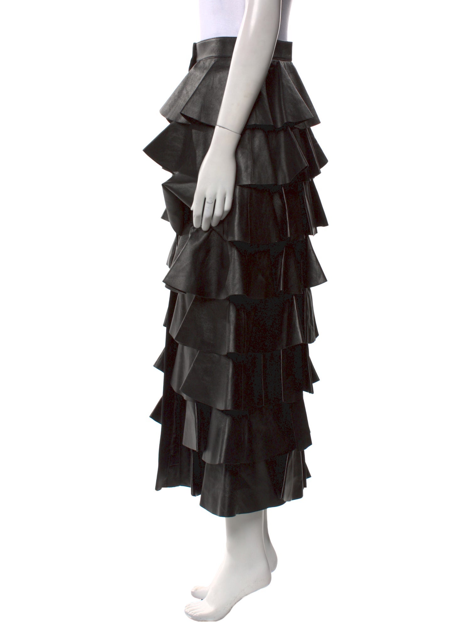 Saint Laurent Lambskin Midi Length Skirt