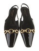 Saint Laurent Patent Leather Chain-Link Accents Slingback Flats