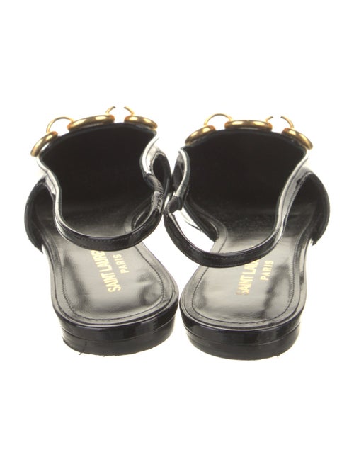 Saint Laurent Patent Leather Chain-Link Accents Slingback Flats