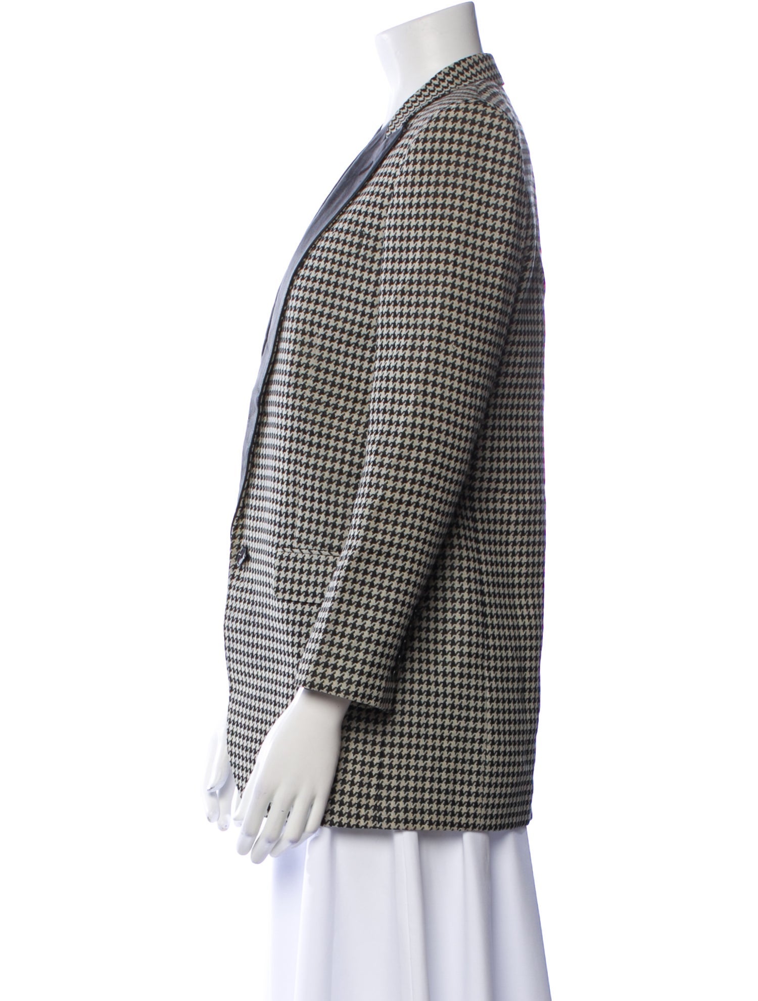 Saint Laurent Virgin Wool Houndstooth Print Blazer