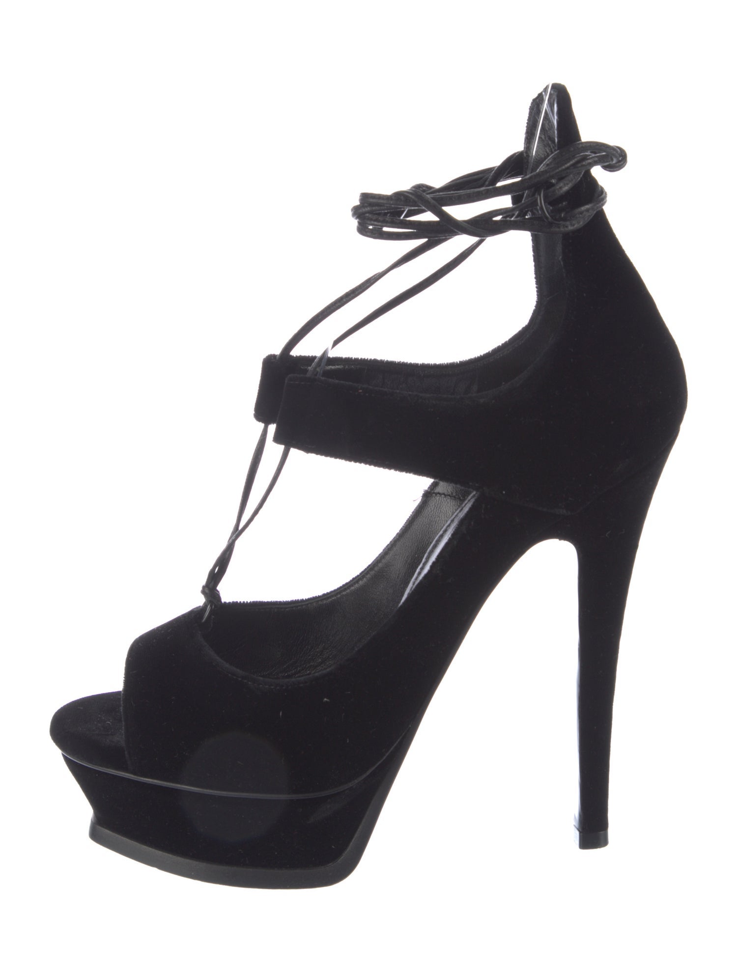 Saint Laurent Velvet T-Strap Sandals