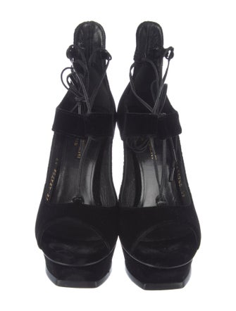 Saint Laurent Velvet T-Strap Sandals