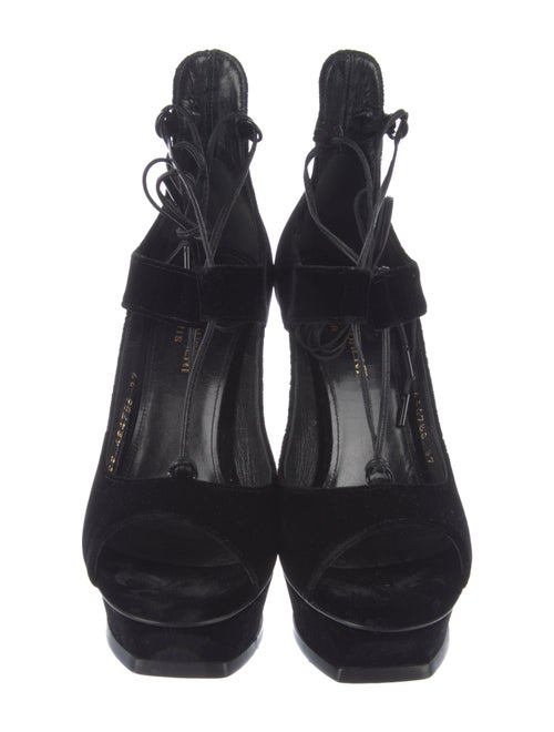 Saint Laurent Velvet T-Strap Sandals