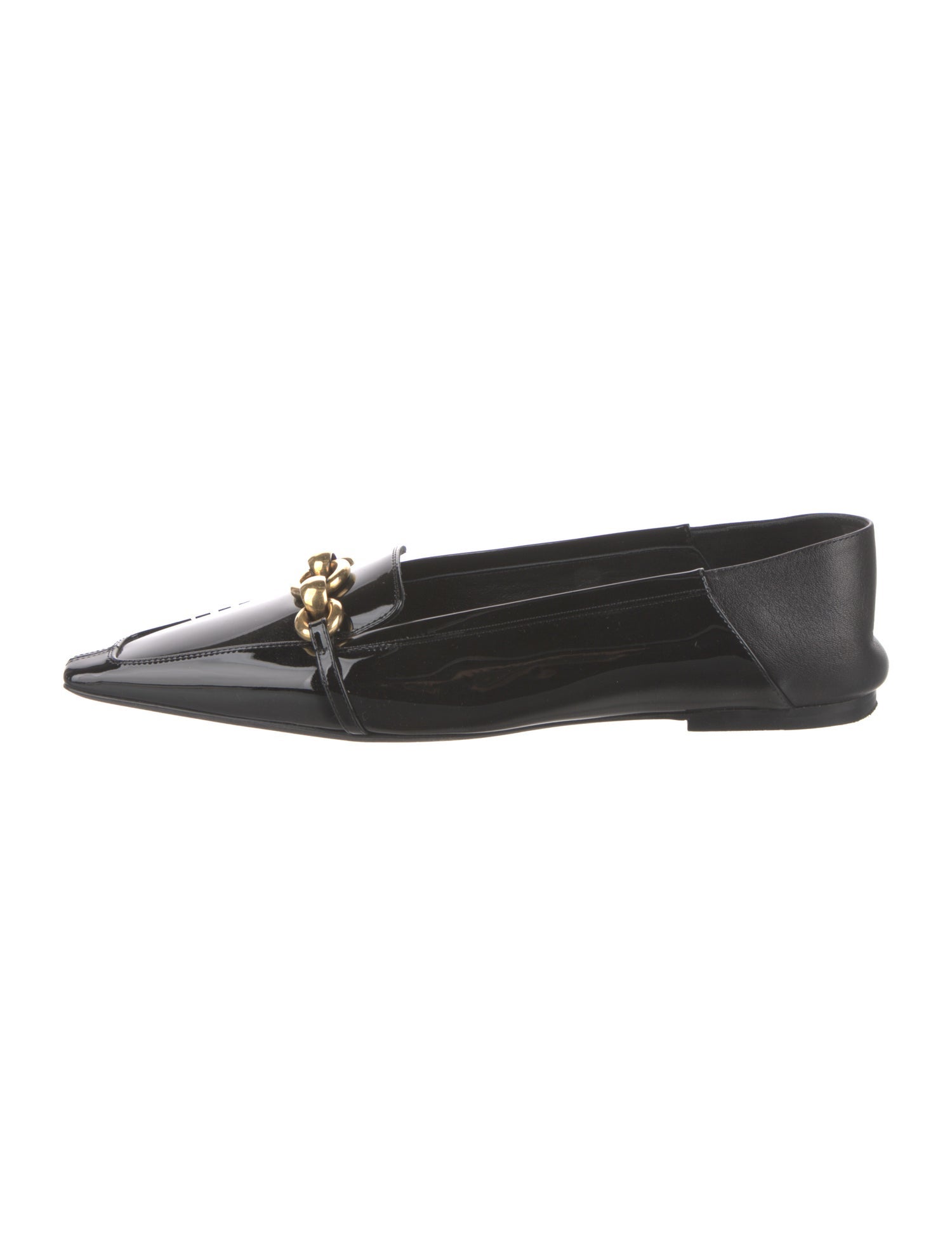 Saint Laurent Patent Leather Chain-Link Accents Loafers