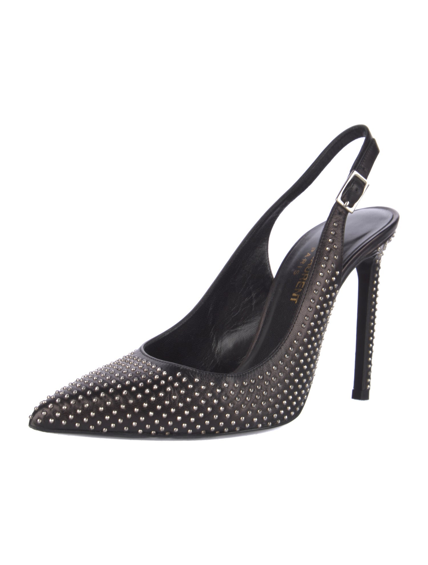 Saint Laurent Leather Studded Accents Slingback Pumps