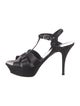 Saint Laurent Leather Cutout Accent T-Strap Sandals