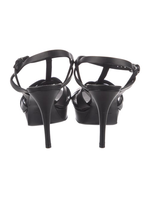 Saint Laurent Leather Cutout Accent T-Strap Sandals