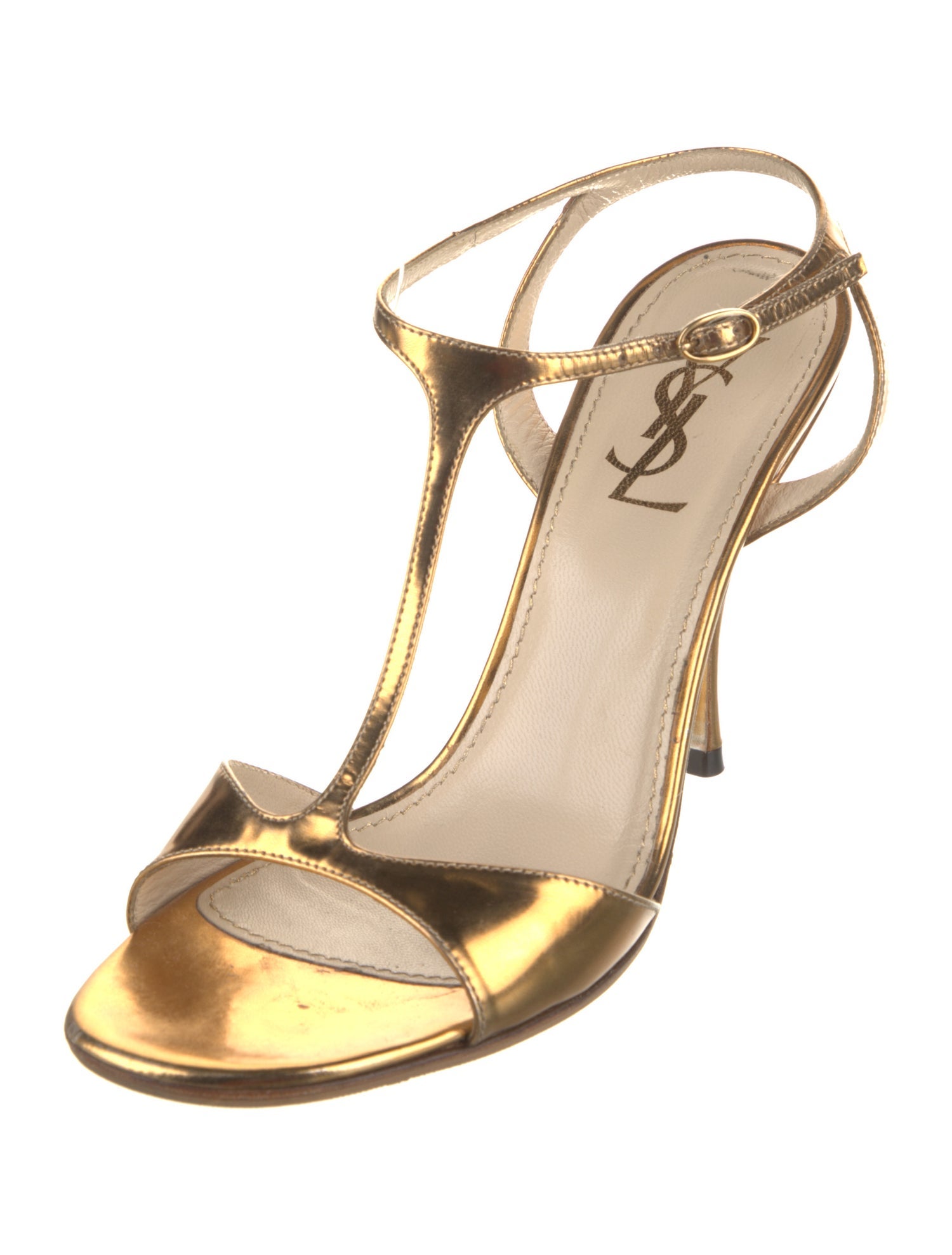 Yves Saint Laurent Leather T-Strap Sandals