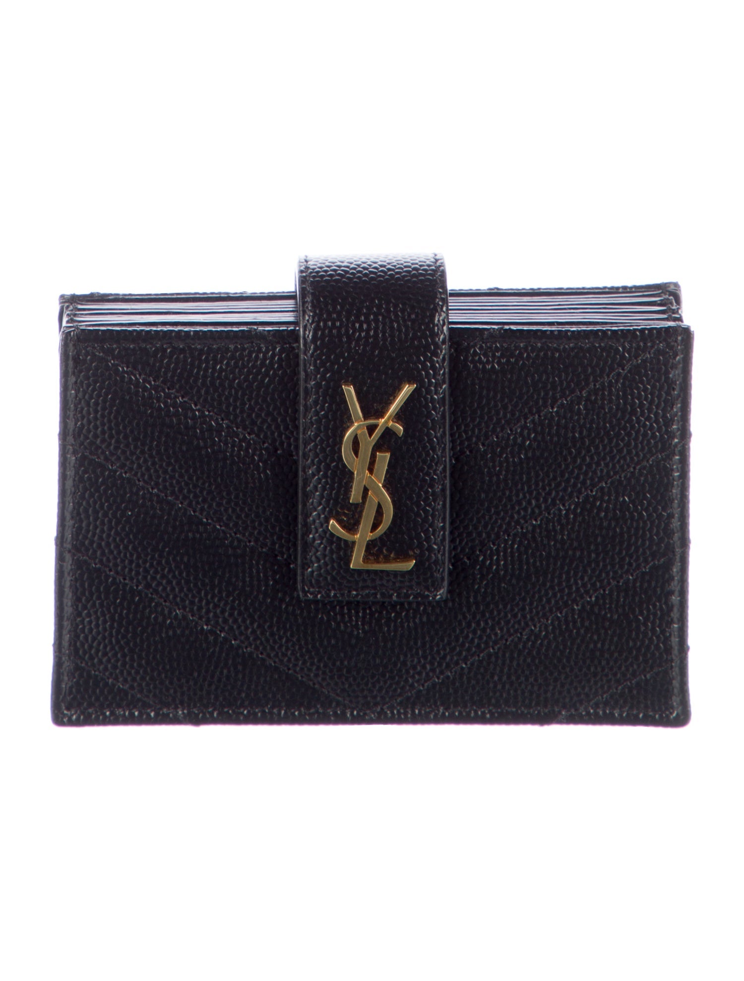 Saint Laurent Monogram Zipper Card Case Leather Compact Wallet