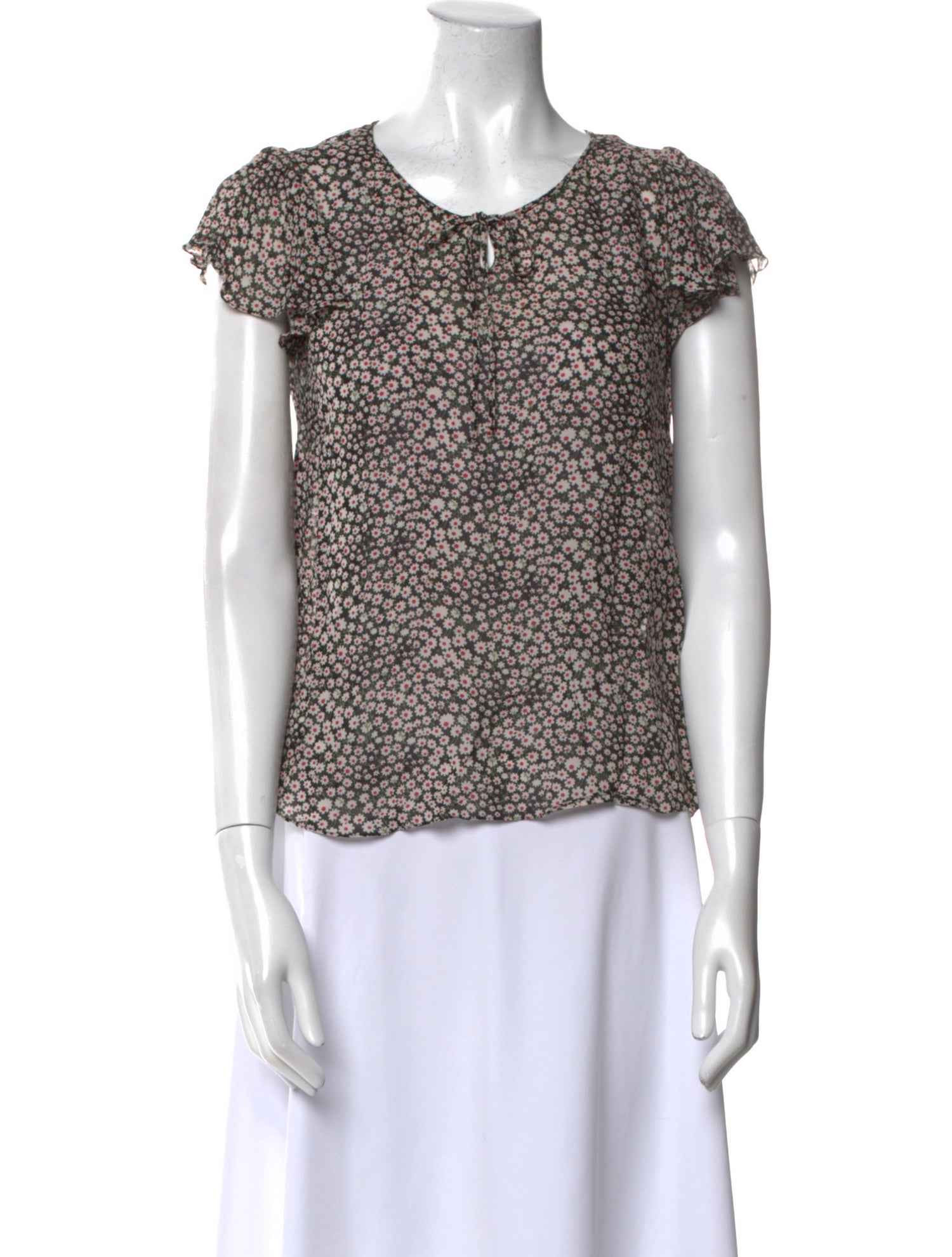 Saint Laurent Floral Print Crew Neck Blouse