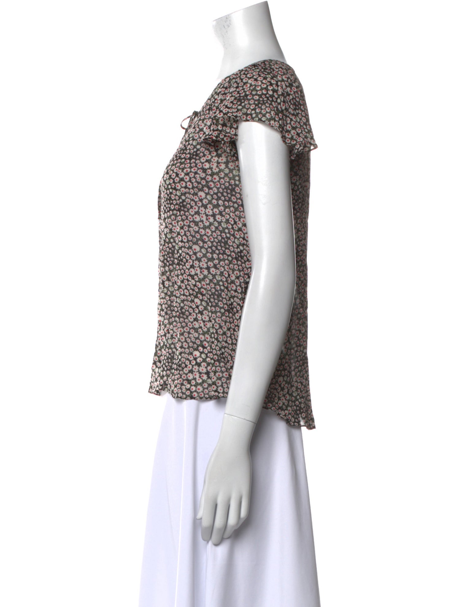 Saint Laurent Floral Print Crew Neck Blouse