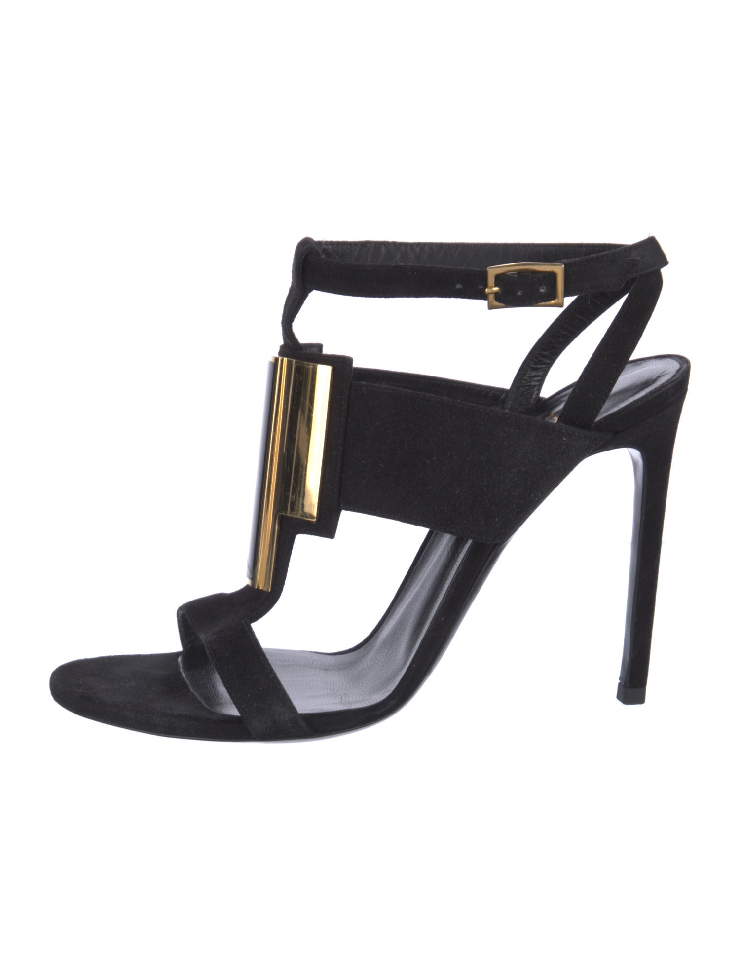 Saint Laurent Suede T-Strap Sandals
