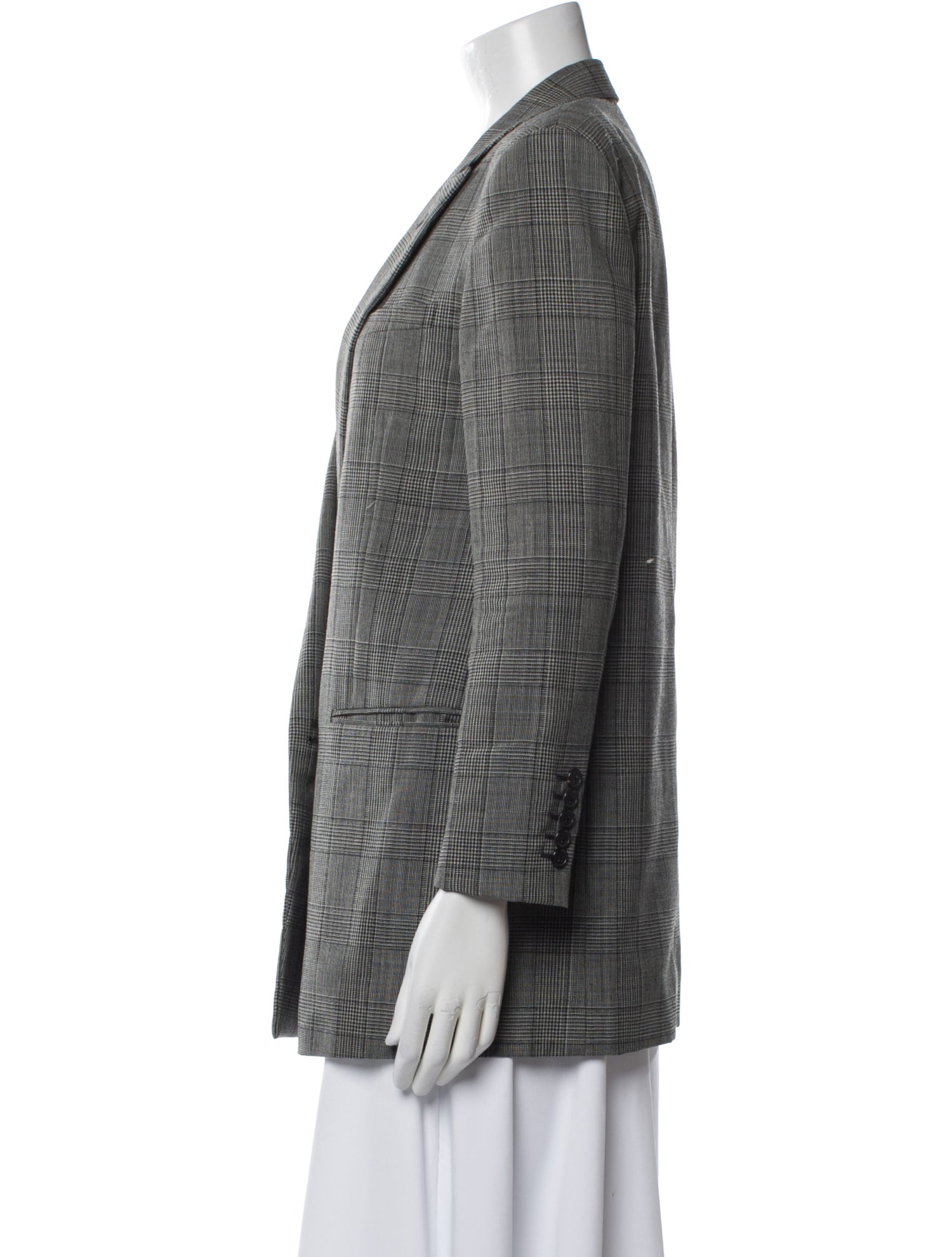 Saint Laurent Wool Plaid Print Blazer