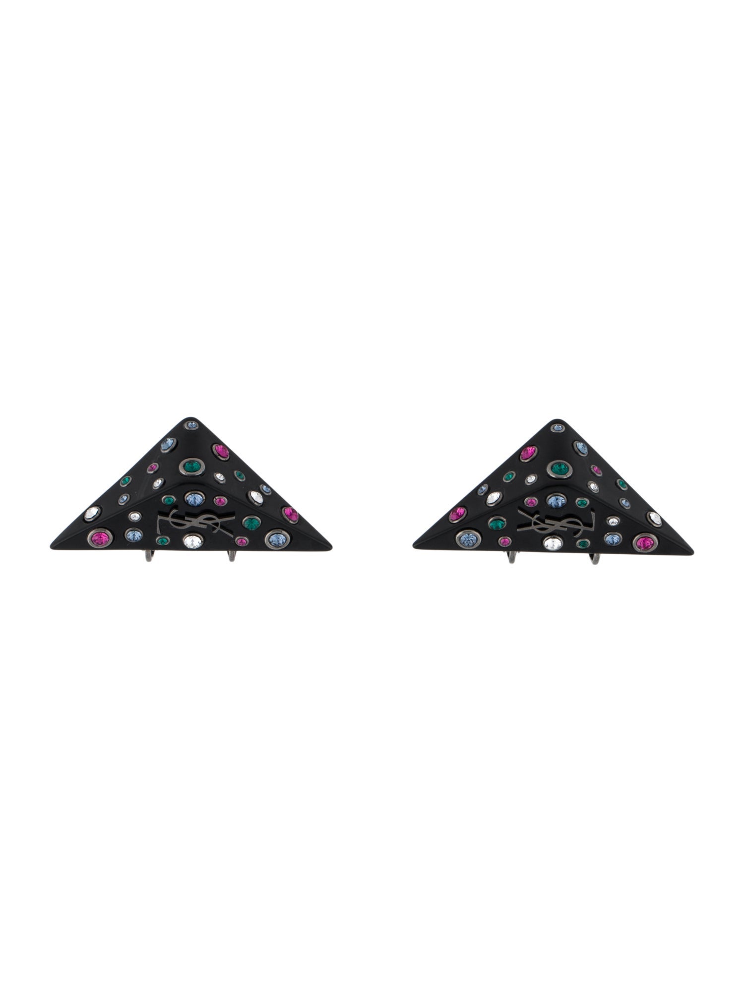 Saint Laurent Crystal & Resin Eighties Triangle Clip-On Drop Earrings