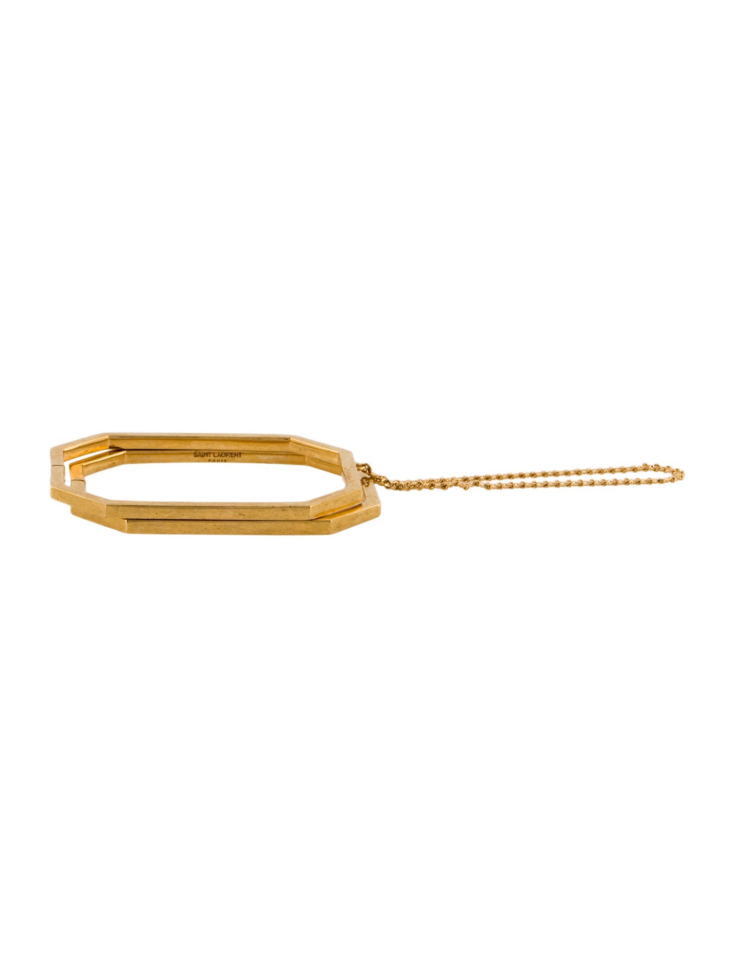 Saint Laurent Double Chain Link Hinged Bangle Bracelet