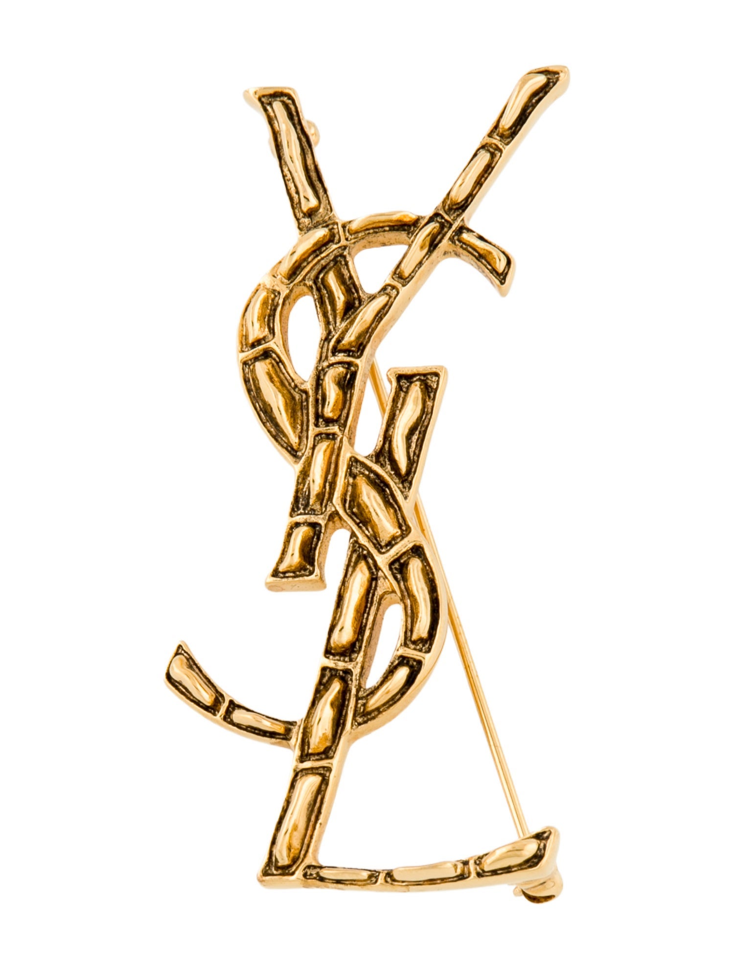 Saint Laurent Cassandre Crocodile Pin Brooch